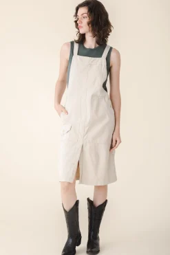 Canvas Overall Dress in Oyster