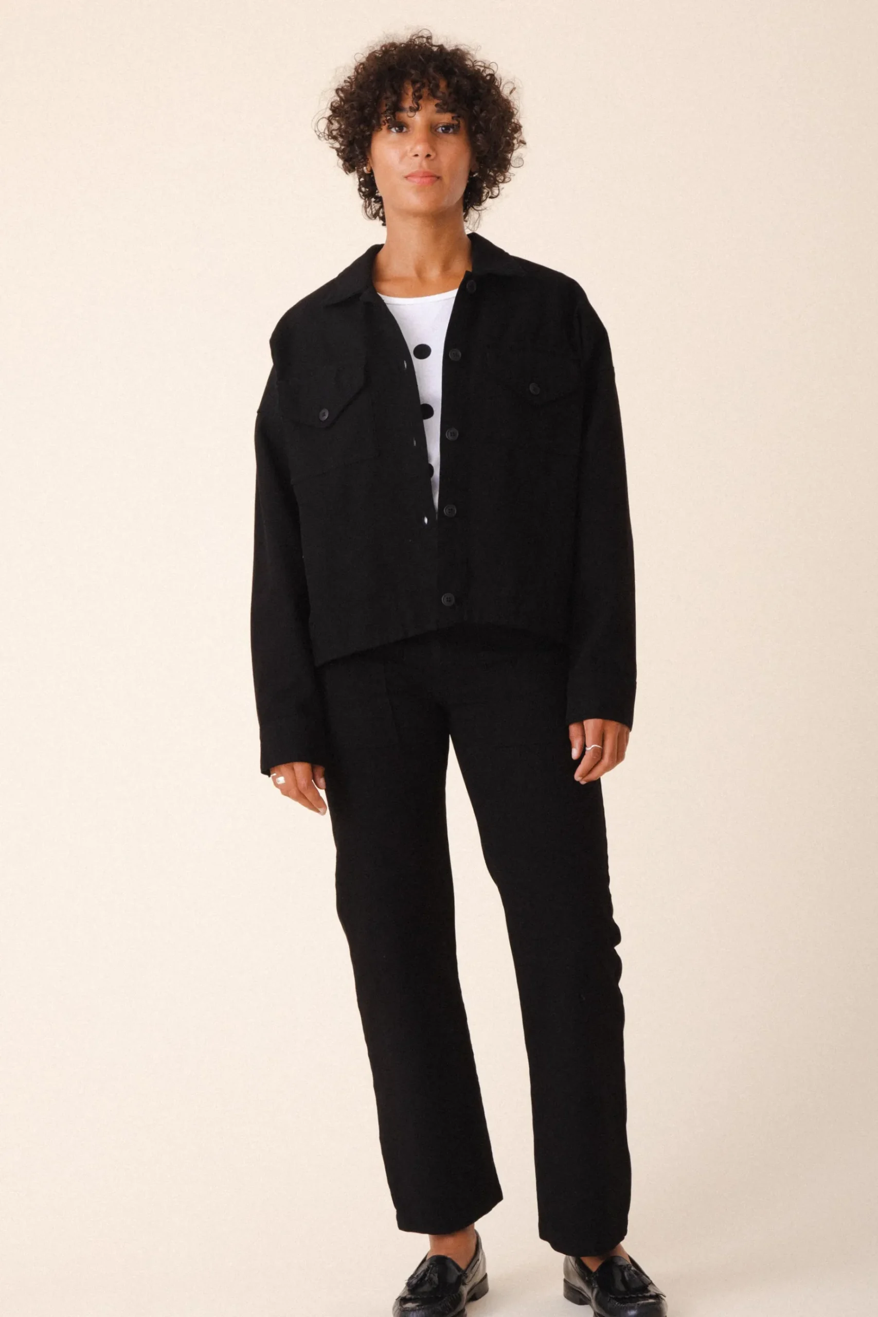 Canvas Utility Jacket in Black