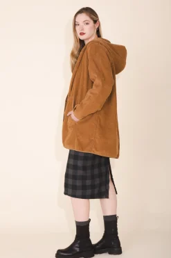 Cord Hover Coat in Umber