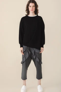 Draped Sweatshirt in Black