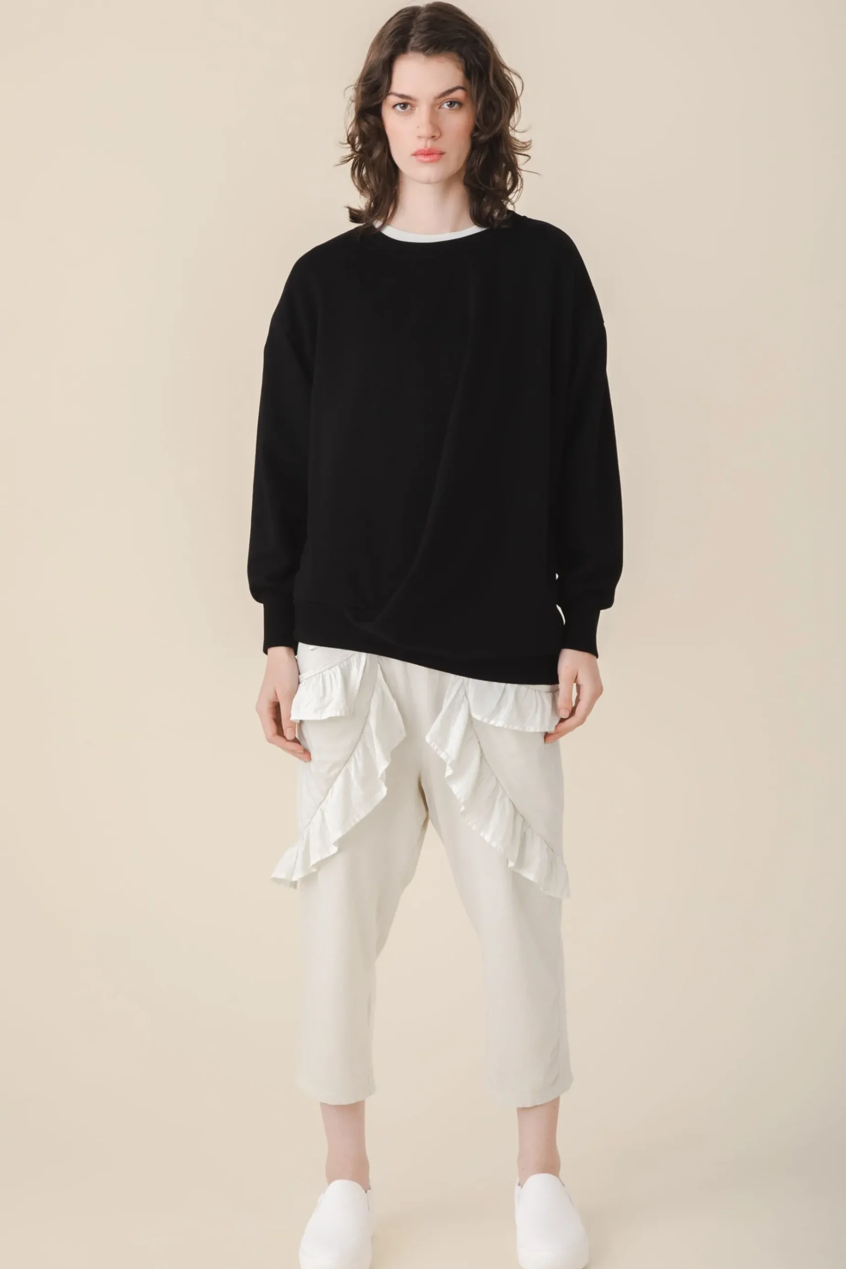 Draped Sweatshirt in Black