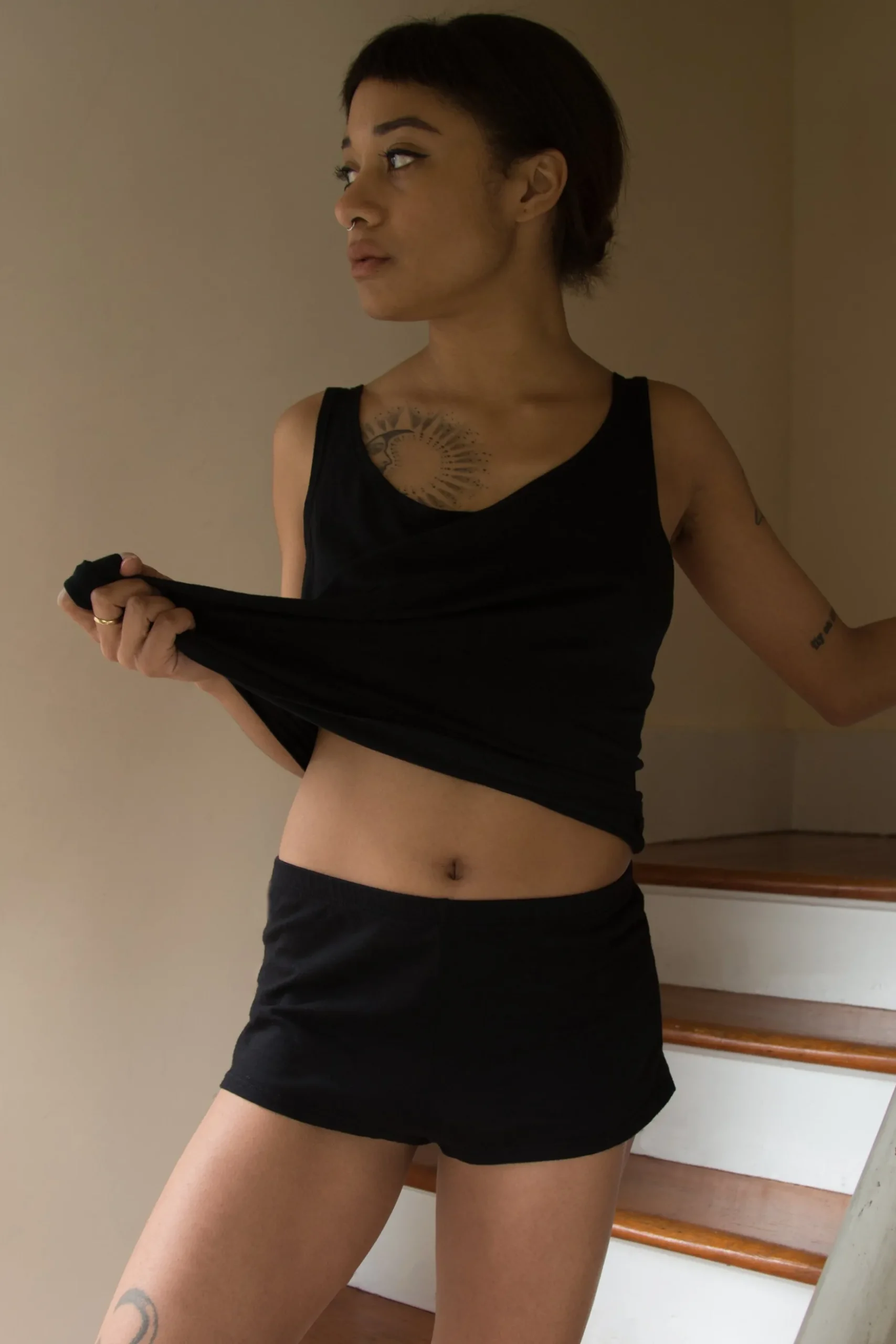 fitted boxer in black