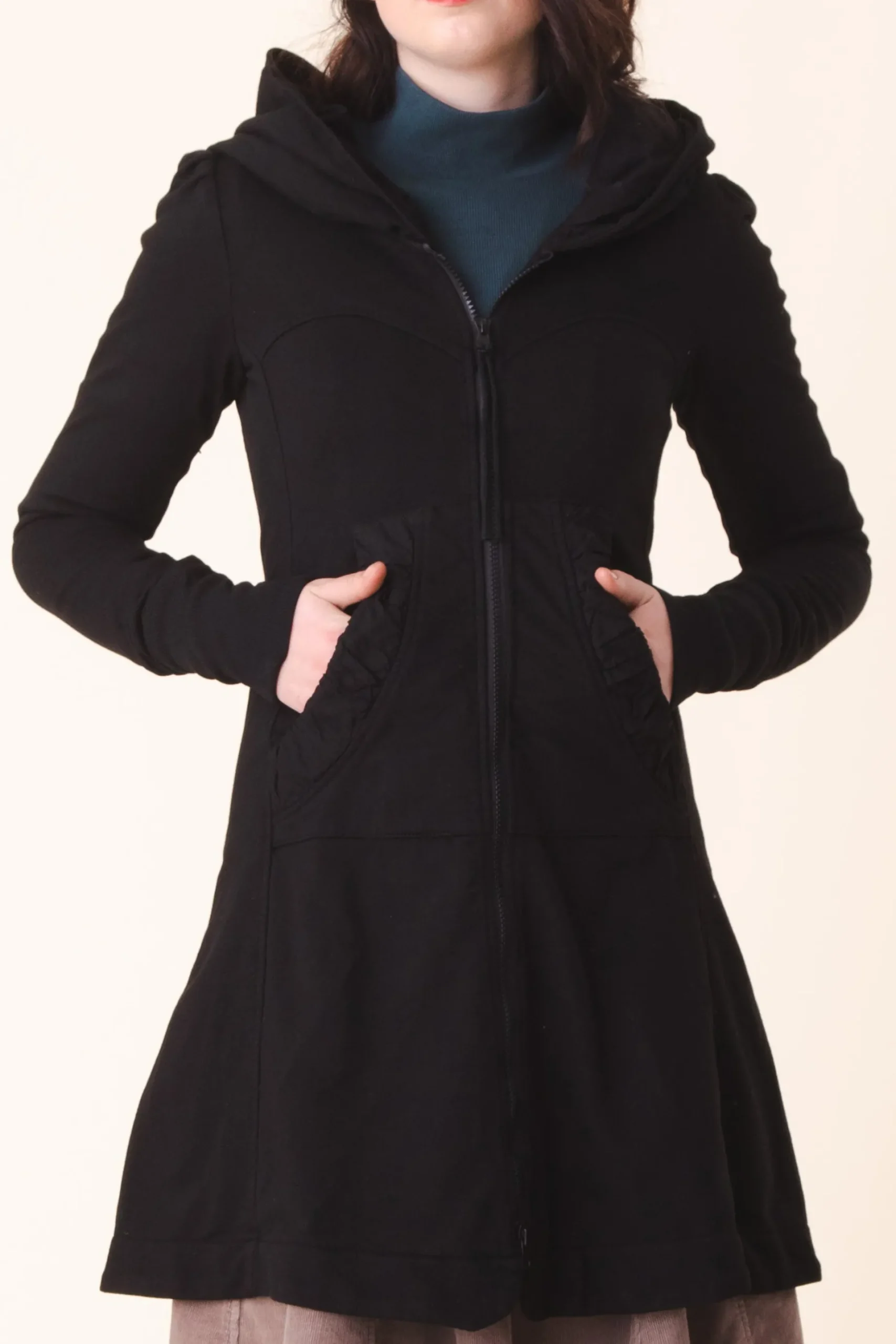 Long Cloak Hoodie in Black