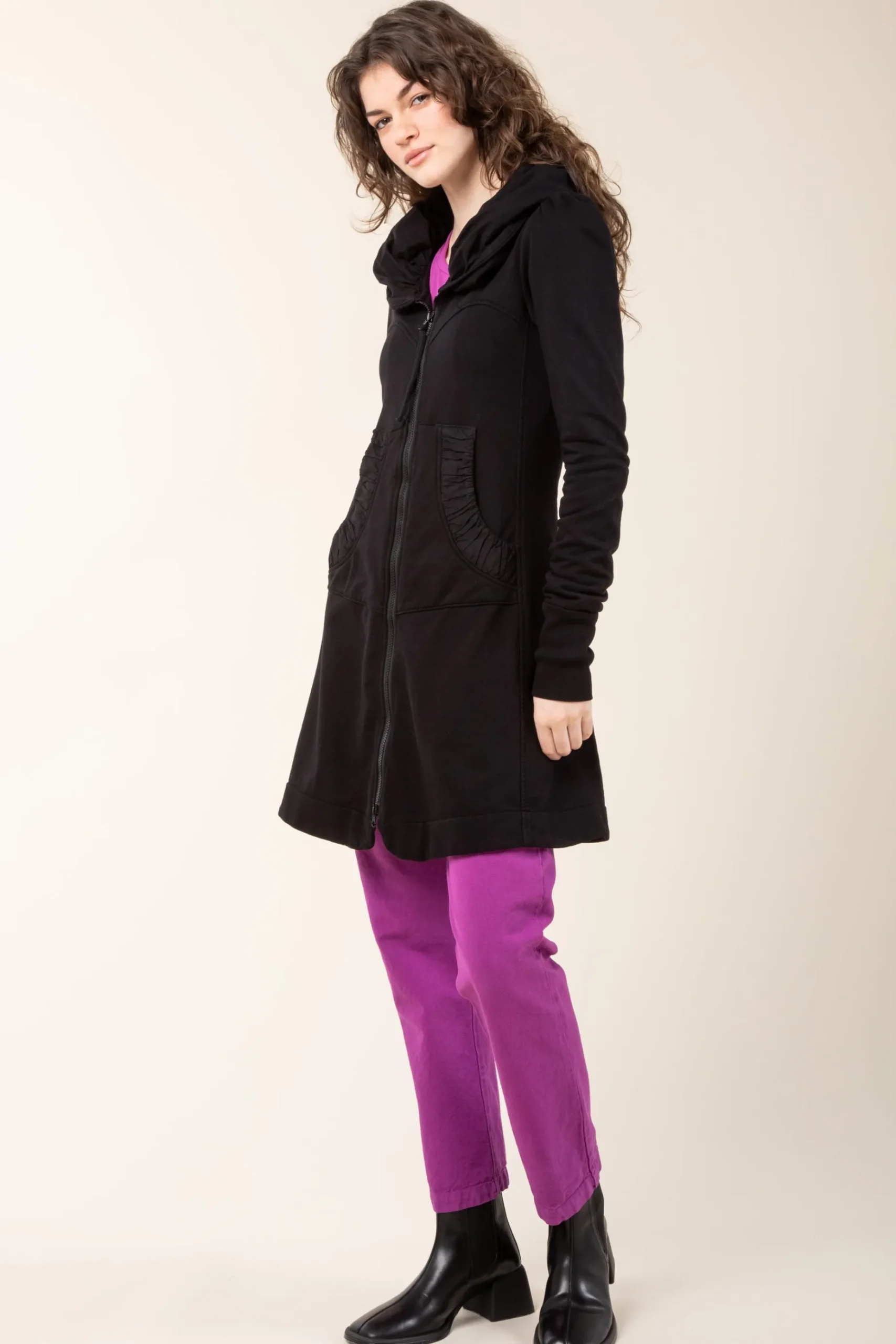 Long Cloak Hoodie in Black