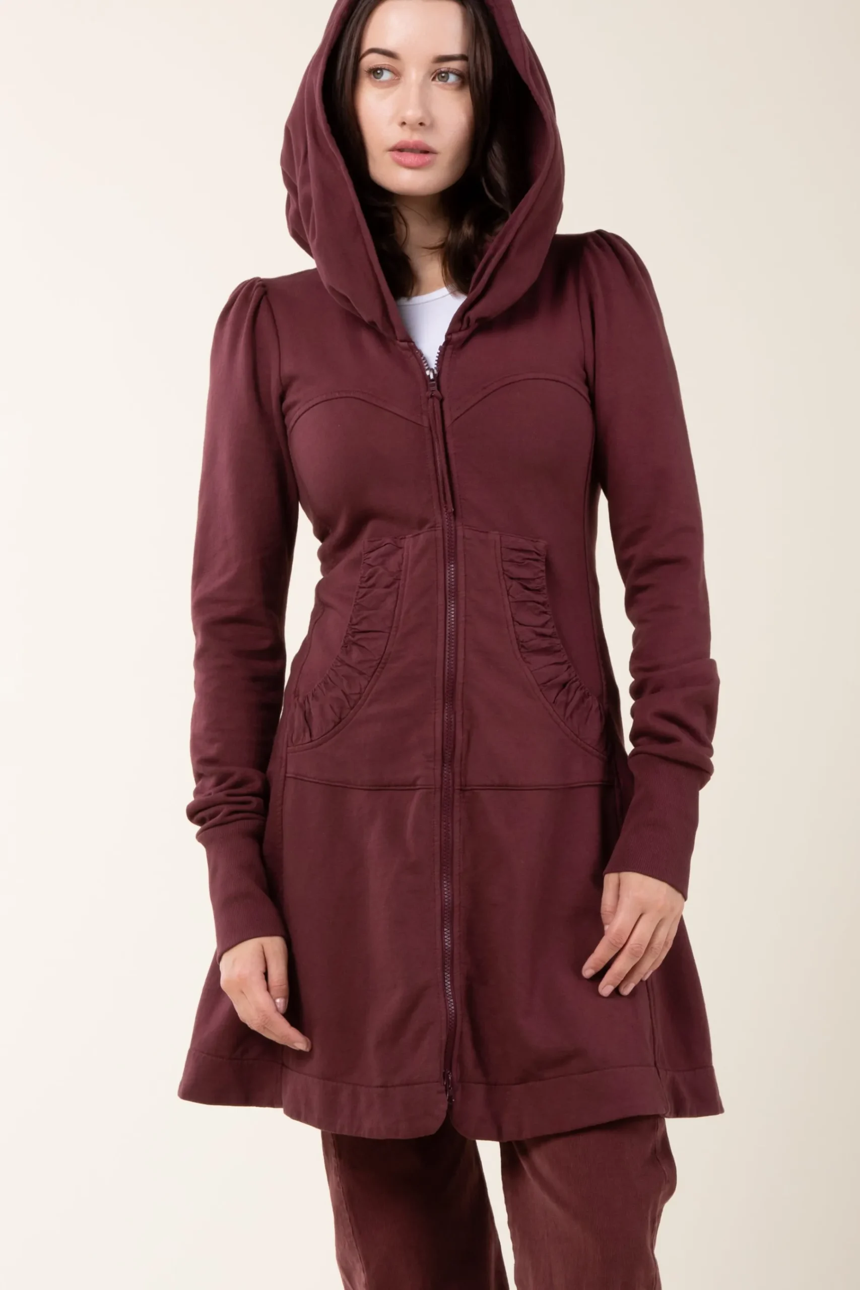 Long Cloak Hoodie in Dahlia