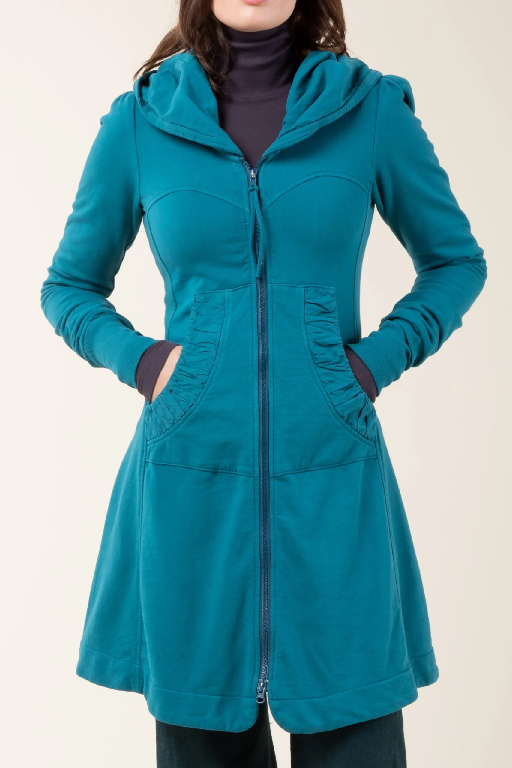 Long Cloak Hoodie in Peacock