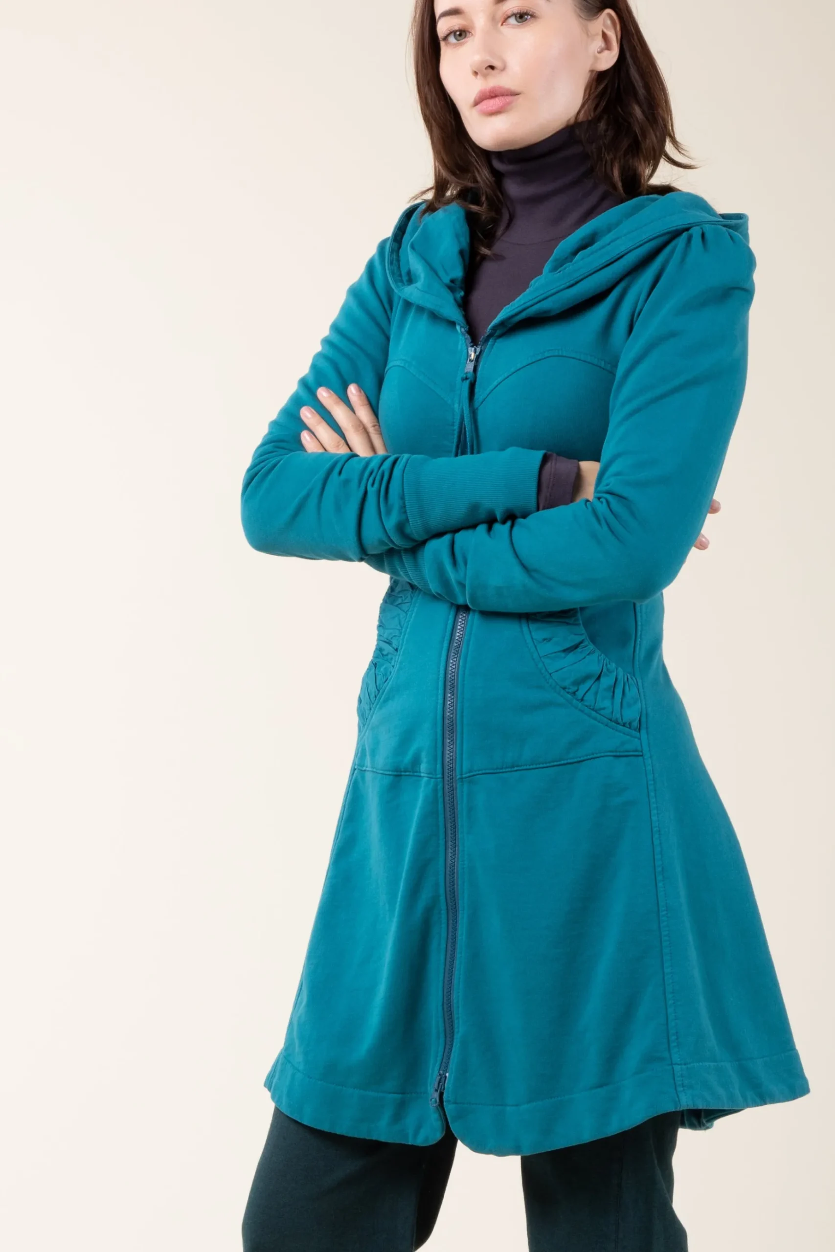 Long Cloak Hoodie in Peacock