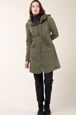 Long Raincloak in Army with Grey Plaid