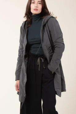 Long Raincloak in Charcoal with Brown Plaid