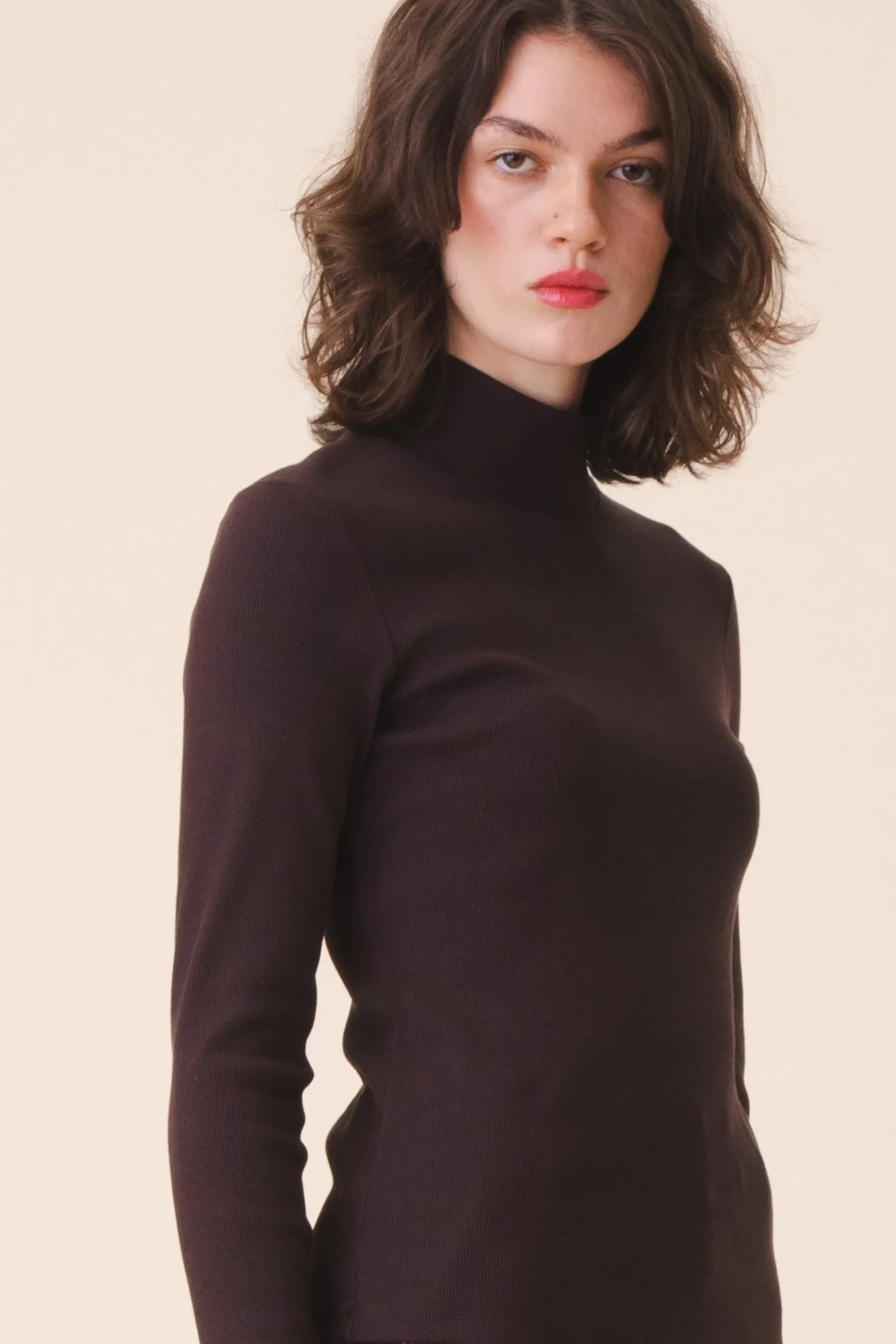 L/S Mockneck in Brown Out