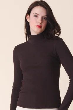 L/S Mockneck in Brown Out