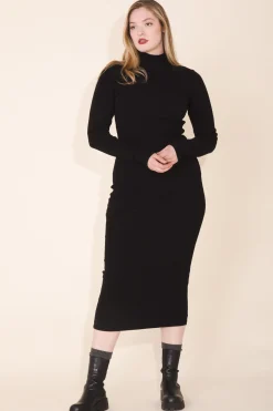 Mockneck Dress in Black