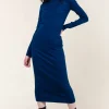 Mockneck Dress in Deep Blue