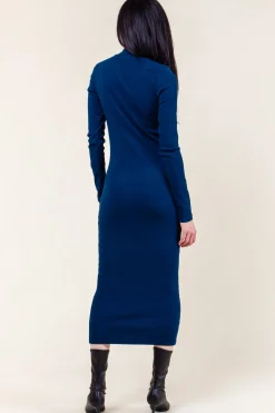Mockneck Dress in Deep Blue