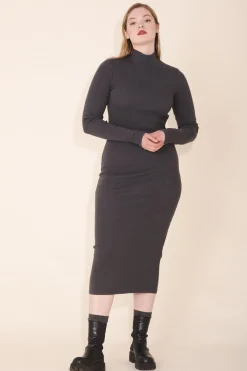 Mockneck Dress in Graphite