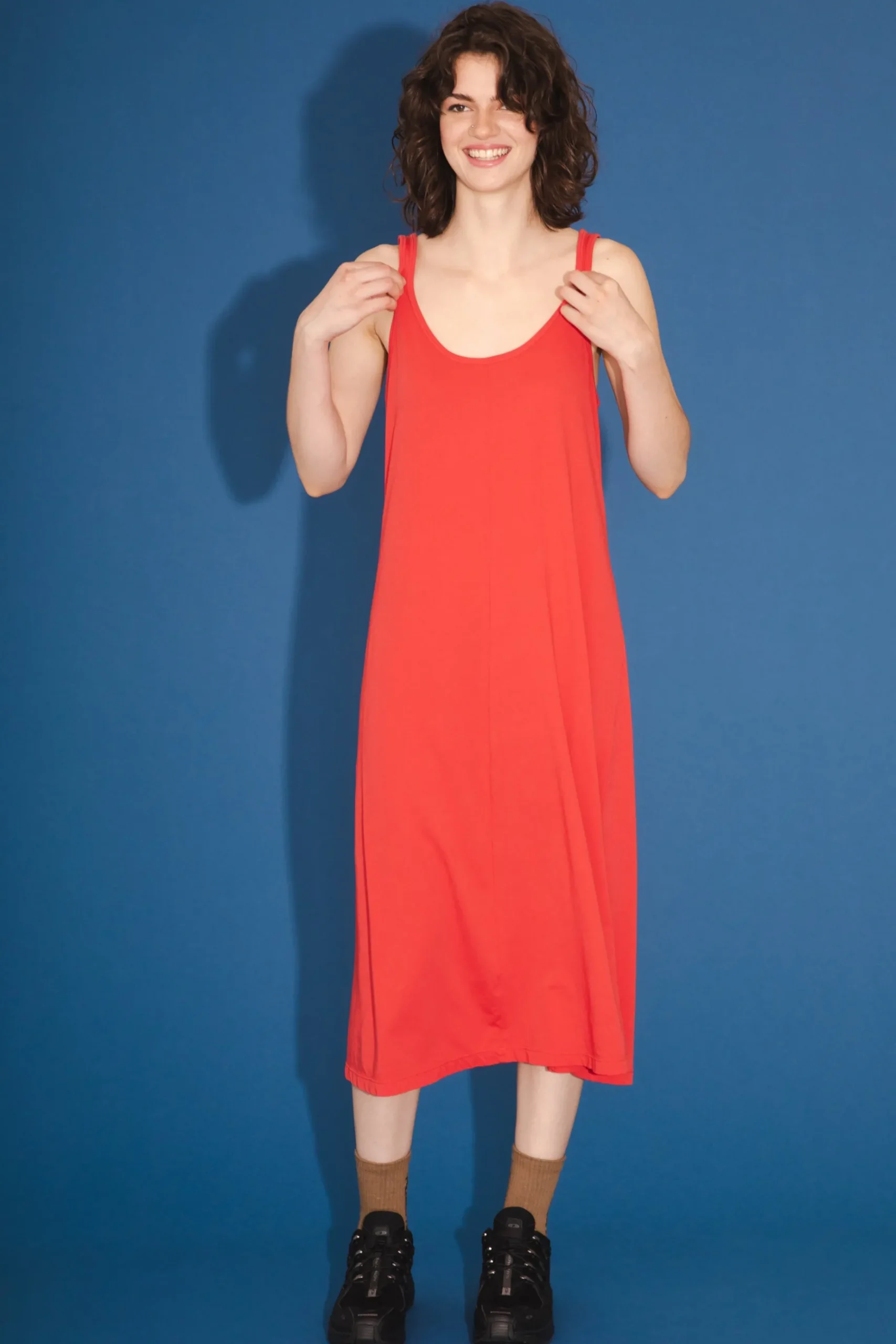 Organic Tank Dress in Cherry