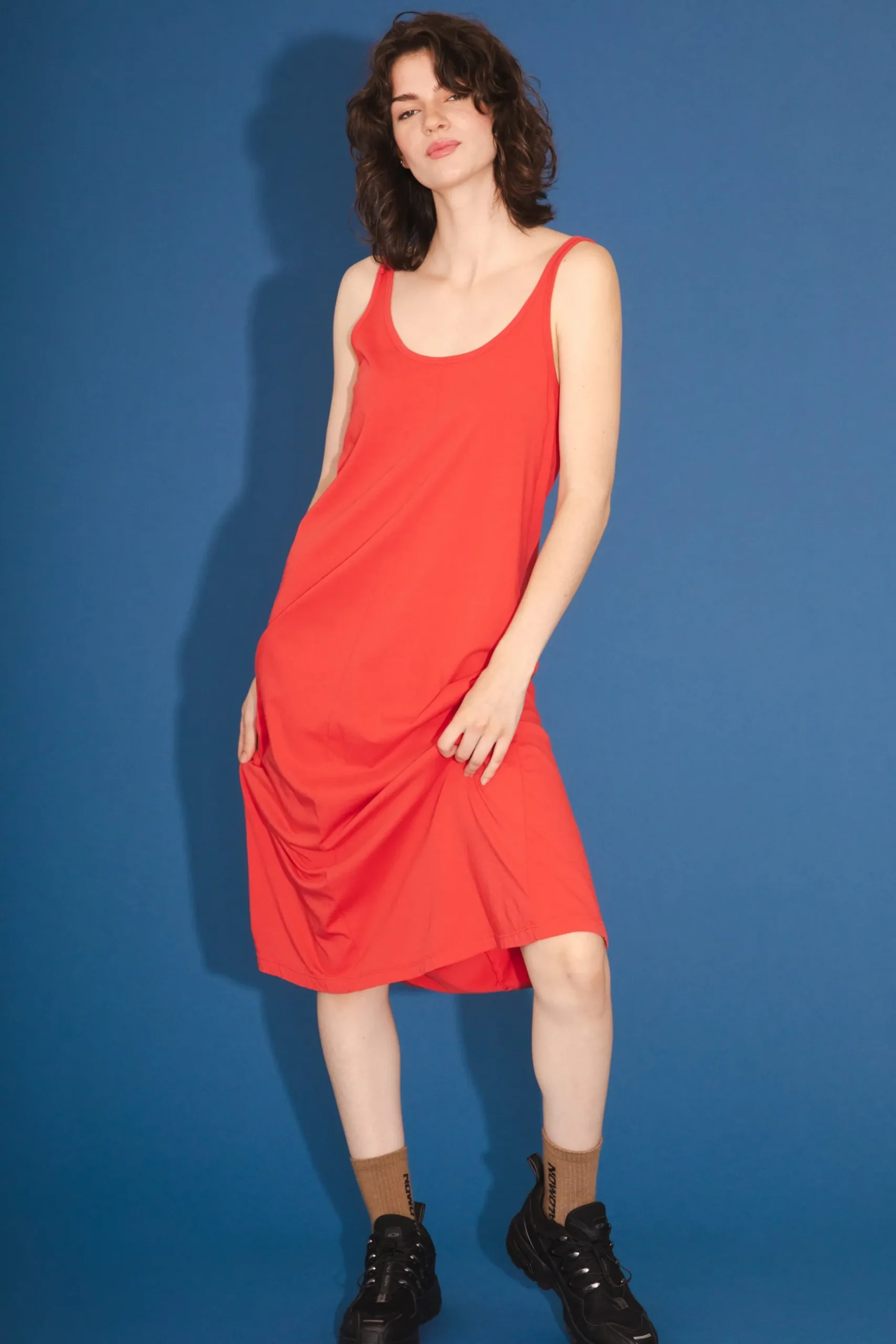 Organic Tank Dress in Cherry