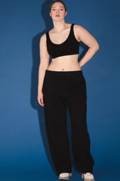 Organic Wide Leg Sweatpant in Black - Reg & Tall