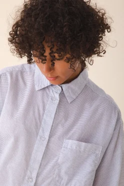 Oversized Work Shirt in Voile Stripe