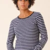 Patterned Crew in Navy Stripe