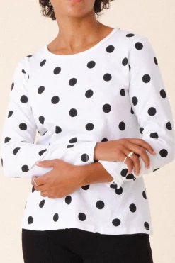 Patterned Crew in White Polkadot
