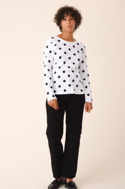 Patterned Crew in White Polkadot