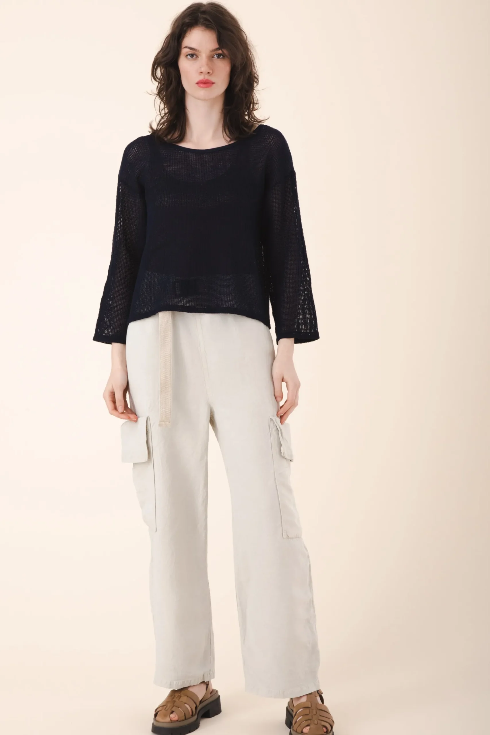 Sack Pocket Pant Silk in Oyster