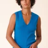 Sleeveless Soft V in French Blue