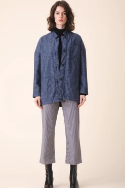 Soft Blazer in Navy Stripe