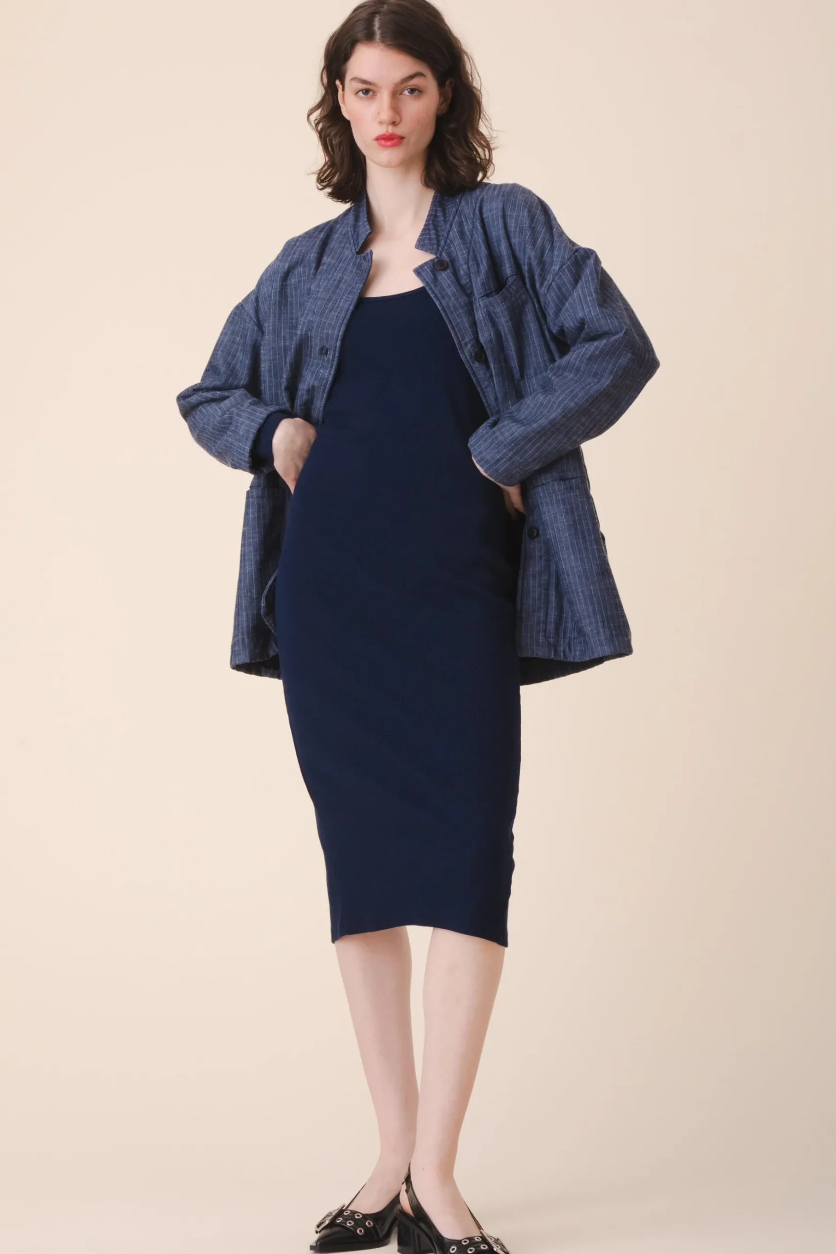 Soft Blazer in Navy Stripe