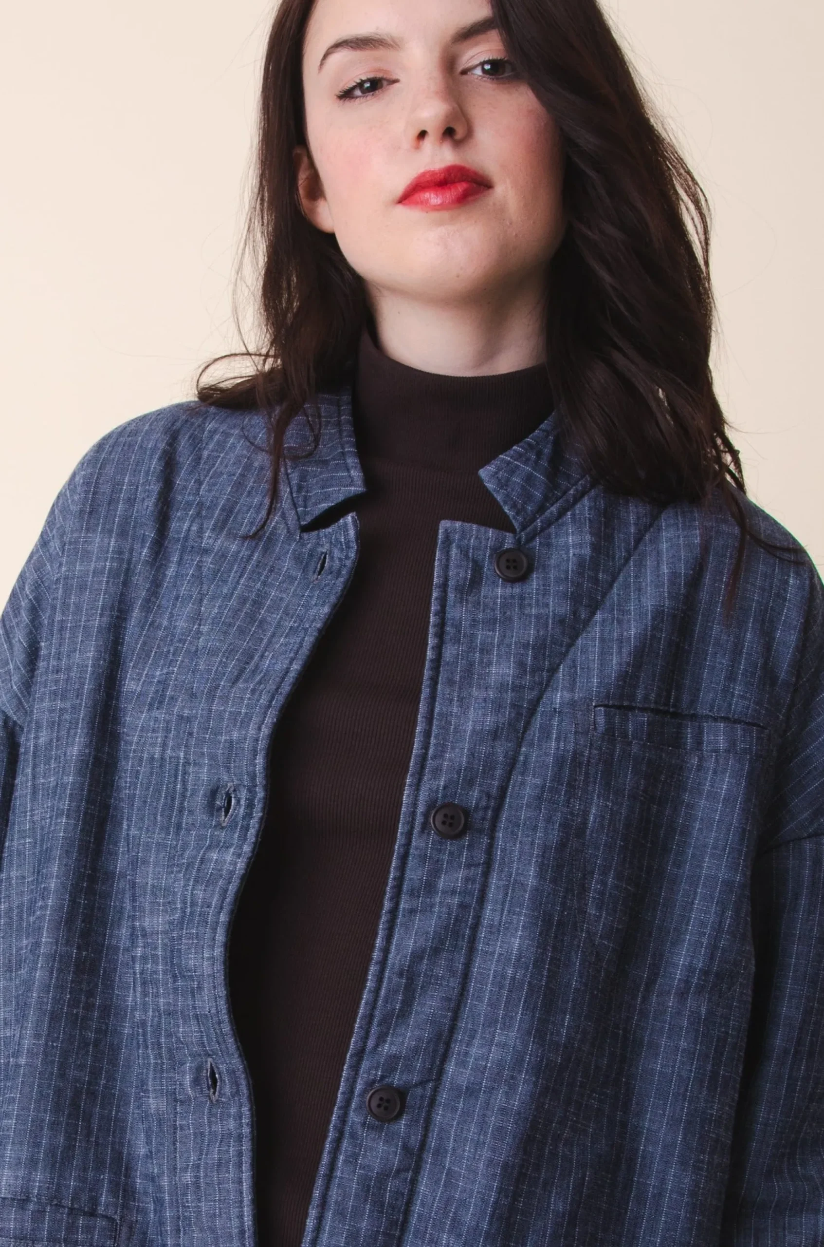 Soft Blazer in Navy Stripe