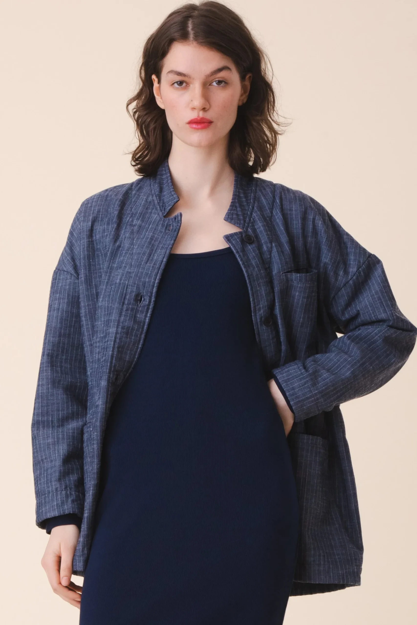 Soft Blazer in Navy Stripe
