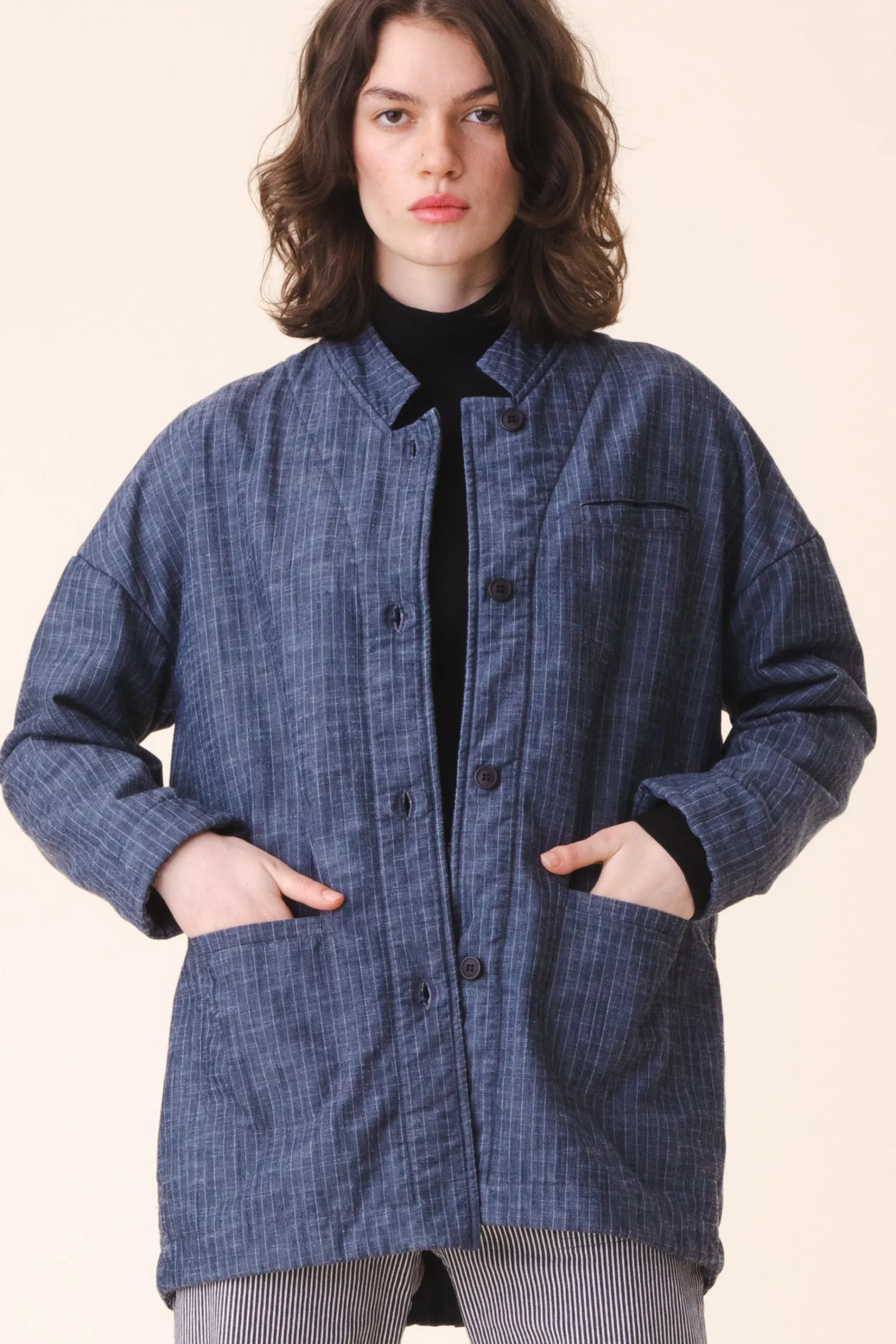 Soft Blazer in Navy Stripe
