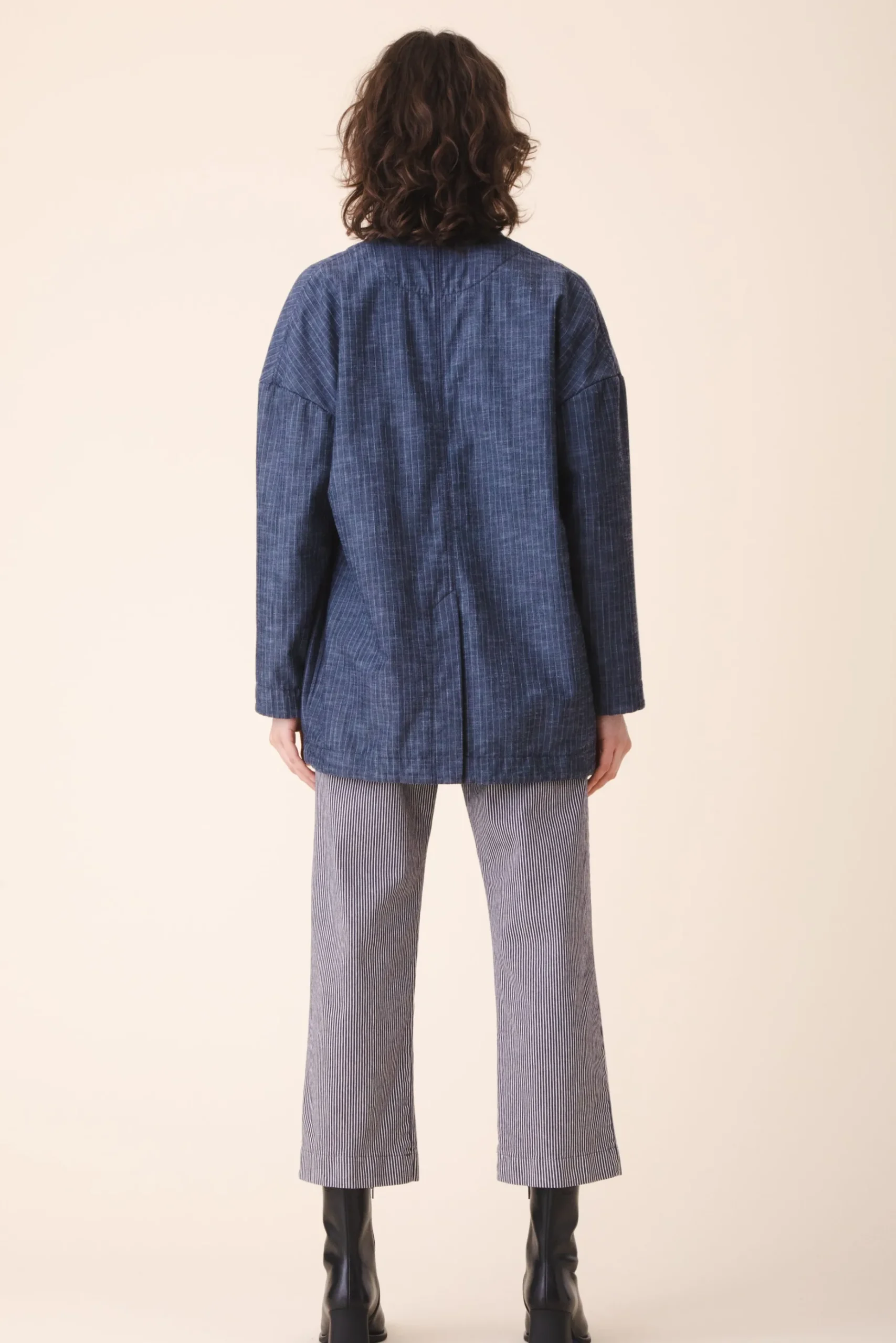 Soft Blazer in Navy Stripe