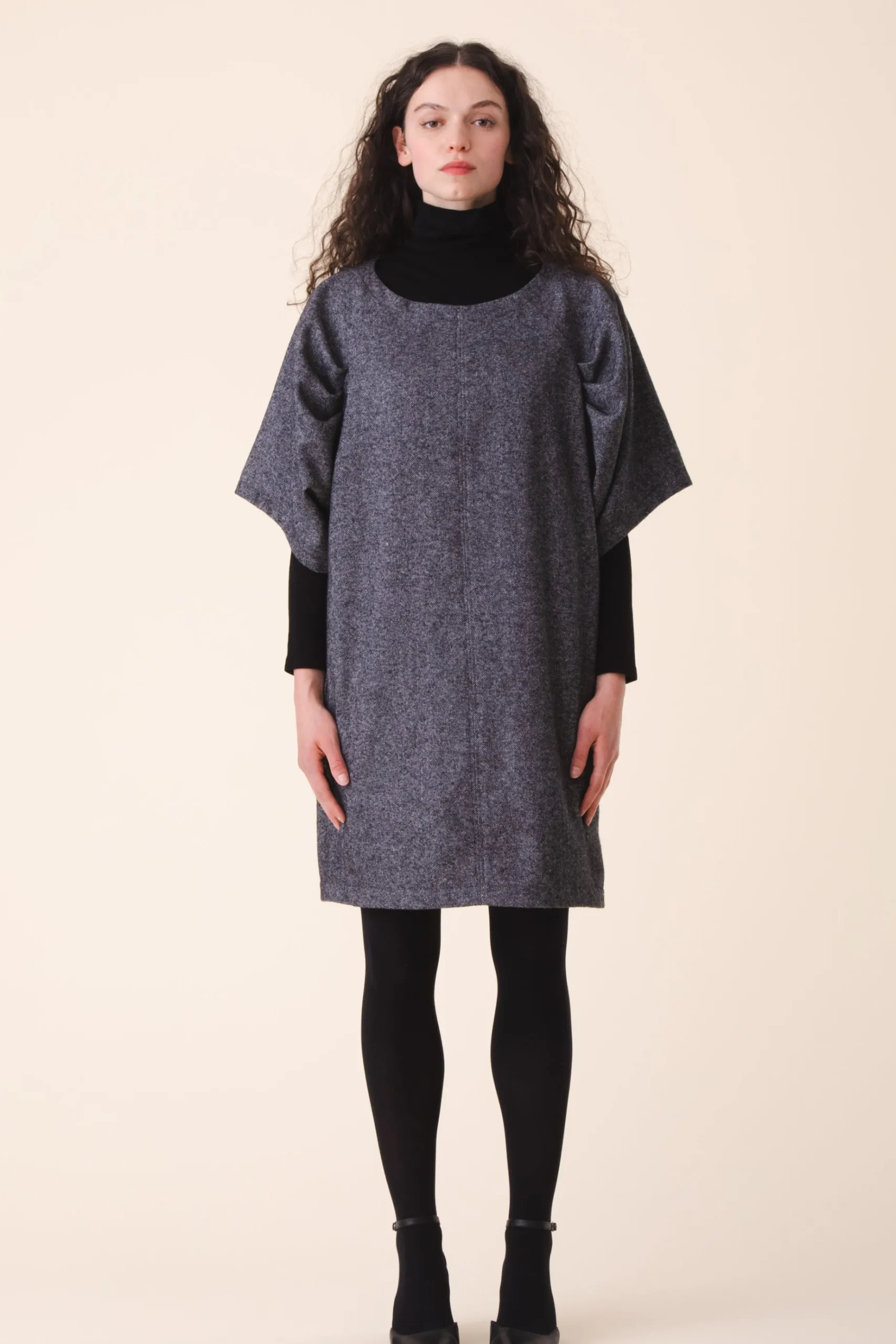 Wool Kite Dress in Charcoal