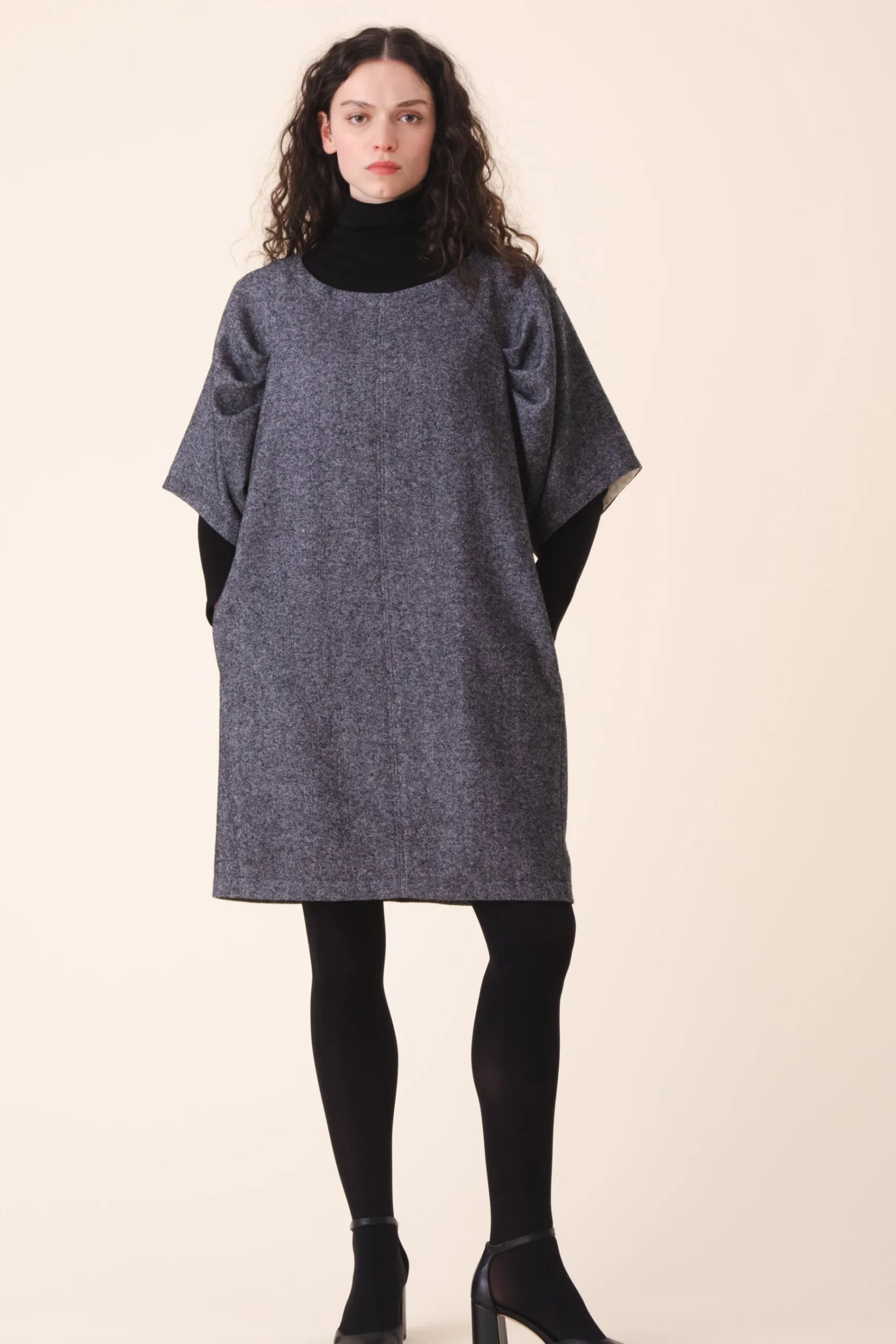 Wool Kite Dress in Charcoal