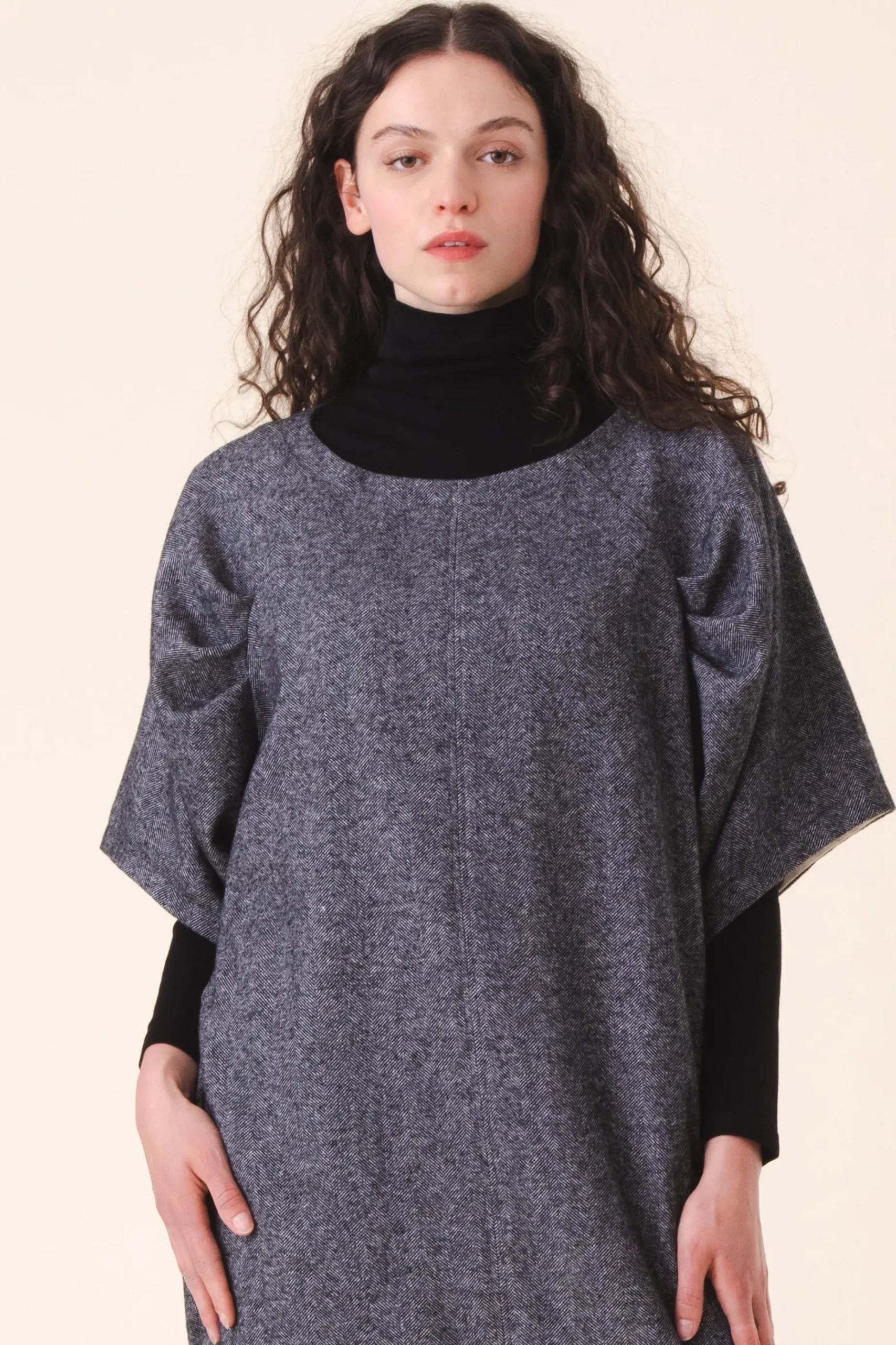 Wool Kite Dress in Charcoal
