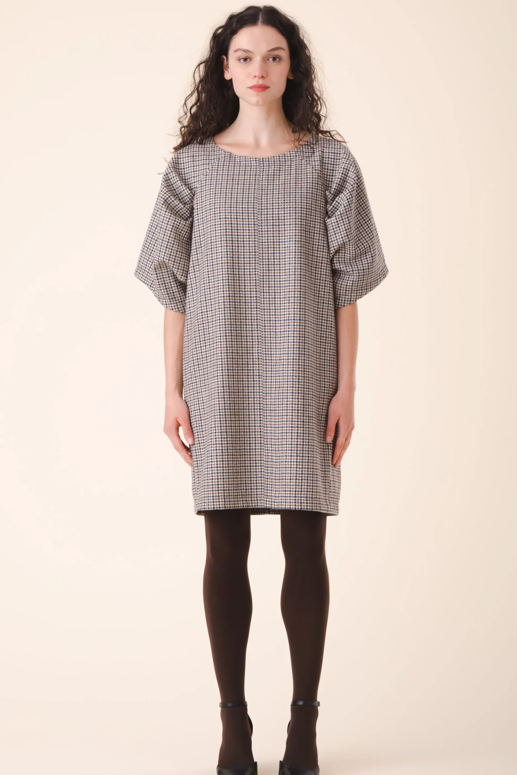 Wool Kite Dress in Houndstooth