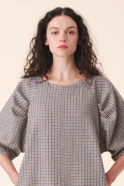 Wool Kite Dress in Houndstooth