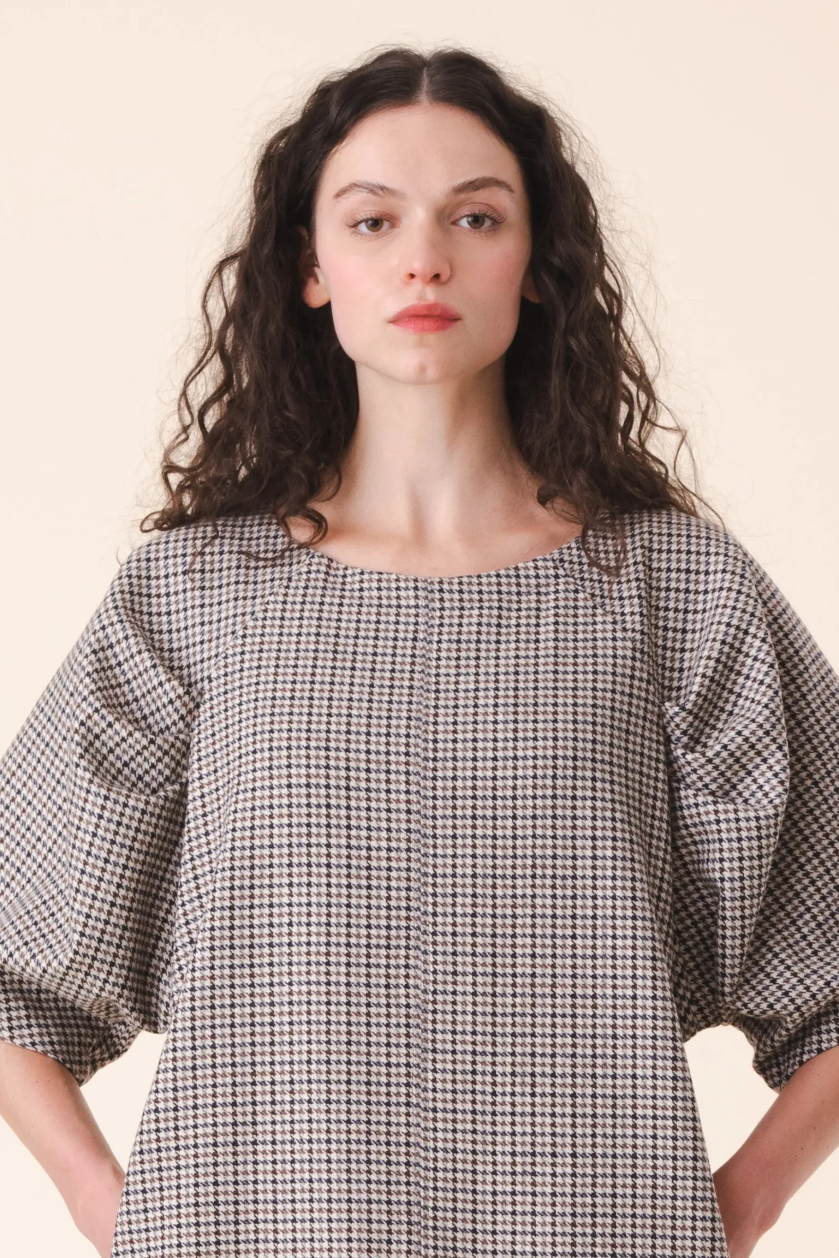 Wool Kite Dress in Houndstooth