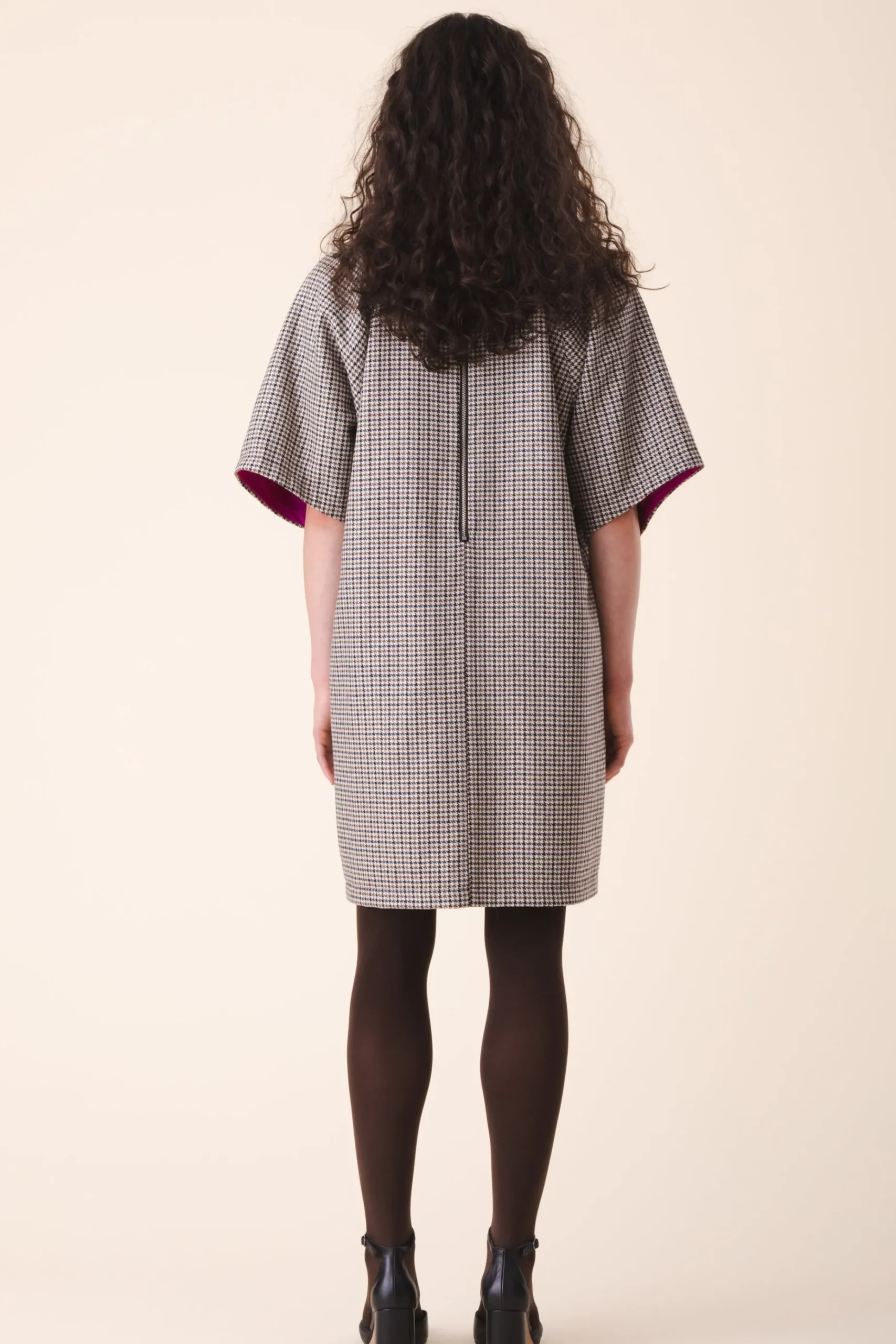 Wool Kite Dress in Houndstooth