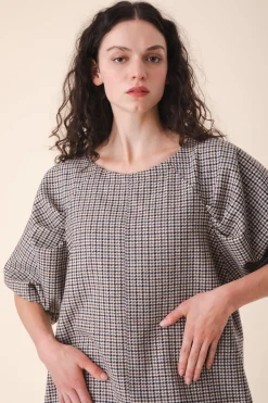 Wool Kite Dress in Houndstooth