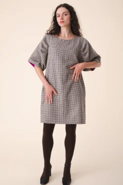 Wool Kite Dress in Houndstooth